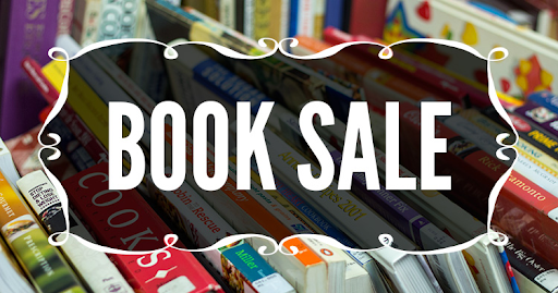 Words book sale pictured with books