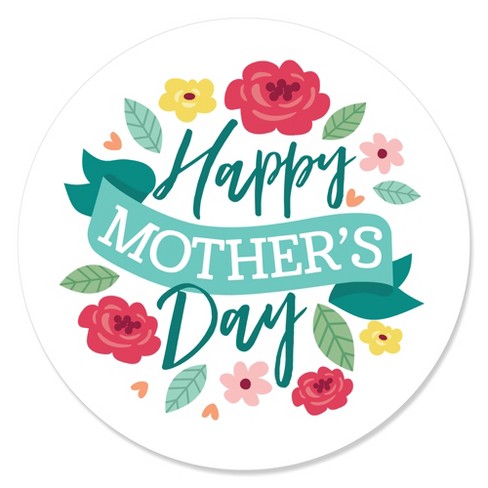 green, yellow, pink flowers with text, Happy Mother's Day