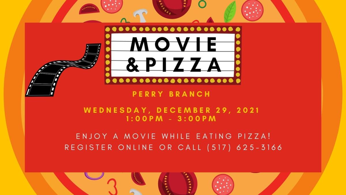 orange movie & pizza sign